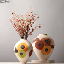 Axyaa Ceramic Vase with Artificial Flowers: Table Decoration Room Aesthetic Décor