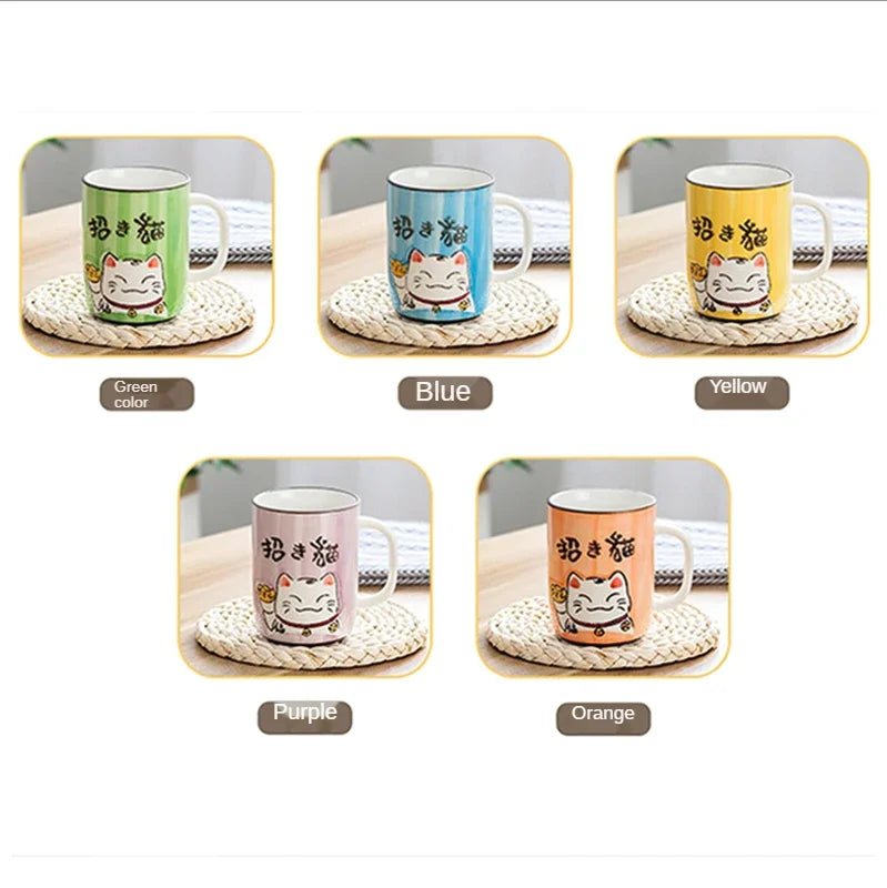 Axya Lucky Cat Ceramic Mug 400ML - Home Office Drinkware Tea Cup