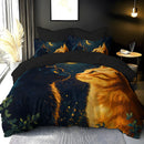 Axyaa Dreamy Cat Silhouette Polyester Fleece Duvet Cover Set