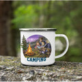 Axyaa Mountain Handle Camping Mug - Adventure Begin Enamel Cup for Camper Lovers