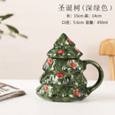 Axyaa Santa Claus Ceramic Mug with Lid, Christmas Gift for Office, Home - Couple Water Cup