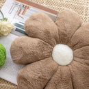 Axyaa Flower Shaped Faux Fur Pillow, 45x45cm, Green, Orange, Pink, Brown