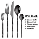 Axyaa Gold Stainless Steel Cutlery Set - 5/10/15/20Pcs Mirror Bamboo Handle Dinnerware