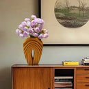 Axyaa Geometric Fold Ceramic Vase Sector Flower Vase Home Decor Hollow Handicrafts