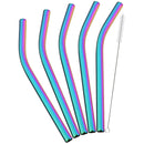 Axyaa Stainless Steel Bent Straw Set - Colorful Wide 12mm for Bubble Tea, Cocktails