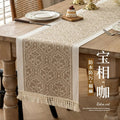 Axyaa Grey Coffee Zigzag Wreath Table Runner 13.7x72"