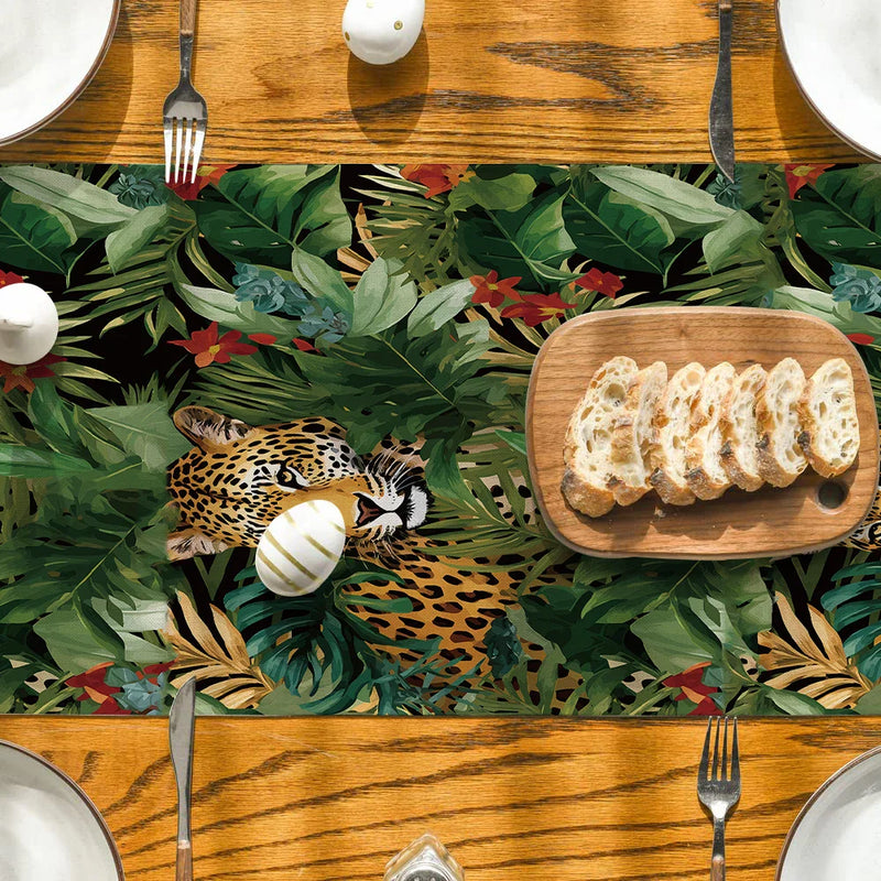 Tropical Plant Flowers Table Runners by Axyaa - Farmhouse Dining Decor Runner