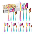 Axyaa 24pc Stainless Steel Tableware Set in Star Color Box - Family Pack