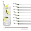 Axyaa Glass Straws Set with Christmas Design, 8-Pack with Cleaning Brush