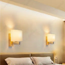 Axyaa LED Glass Lampshade Wood Wall Lamp for Bedroom Living Room Lighting