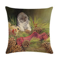 Axyaa Cute Cat Pet Pattern Pillow Cover Linen Throw Pillow 45*45cm