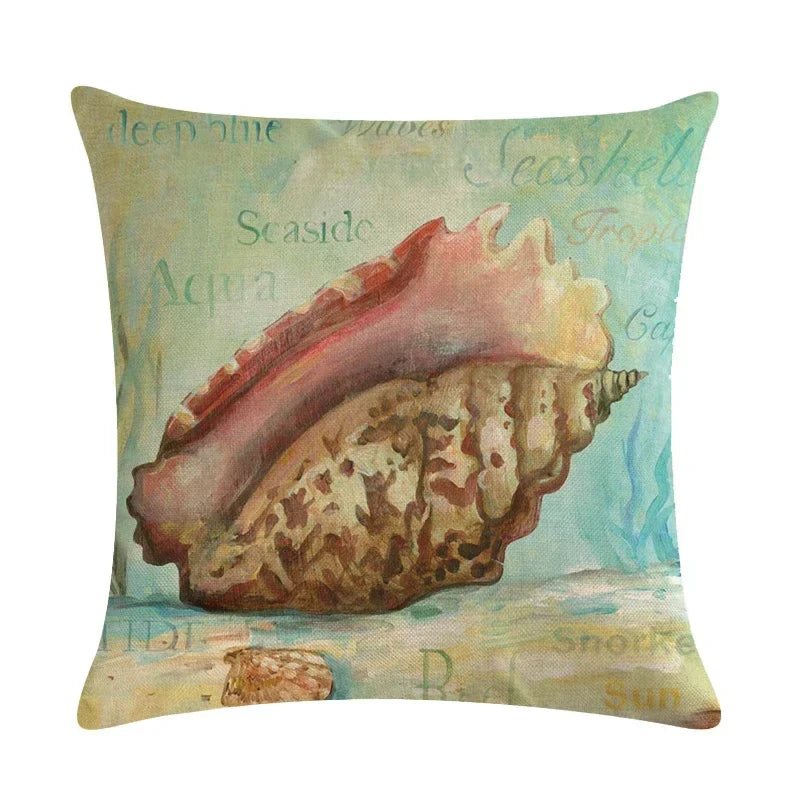 Axyaa Starfish Conch Linen Pillowcase 45*45cm