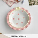 Axyaa Pink Tender Dessert Bow Plate Deep Fruit Household Tableware