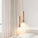 Axyaa Natural Stone Pendant Lamp - Modern Cylindrical Chandelier