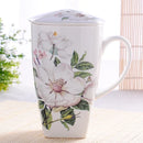 Axyaa Bone  Tumblers with Lid, Cute Floral Big Coffee Cups, Perfect Gift Mug