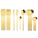 Axyaa 24Pcs Green Gold Stainless Steel Dinnerware Set Cutlery Tableware Silverware