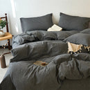 Axyaa Washed Cotton Duvet Cover Set - Blue, Soft, Breathable, Four Season Bed Linens