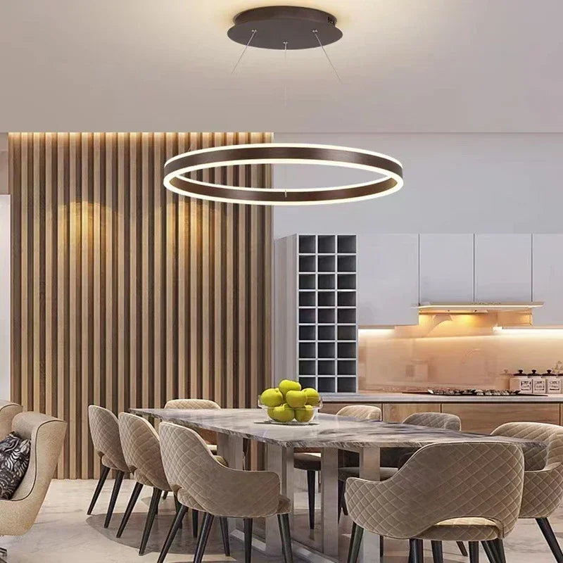 Axyaa Nordic Ring LED Chandelier for Dining Living Room Kitchen Island Pendant Lamp