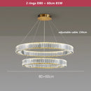 Axyaa Luxury Crystal LED Chandelier: Dimmable Ring Pendant Light, Gold/Silver, Living Room, Bedroom