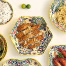 Axyaa Bohemian Hexagonal Ceramic Plate Set - Creative Under-glaze High-end Fish Platter