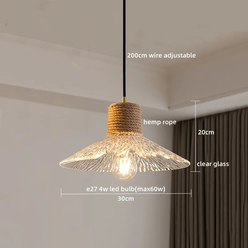 Axyaa Clear Glass LED Pendant Light Chandelier - Home Decor Hanging Lamp