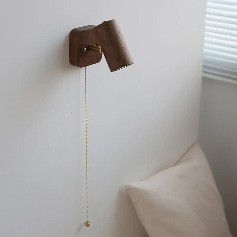 Axyaa Adjustable Bedside Wall Lamp LED Walnut Wood Color