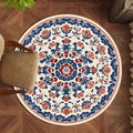 Axyaa Round Retro Bedroom Rug Soft Carpet Washable Living Room Lounge Mat