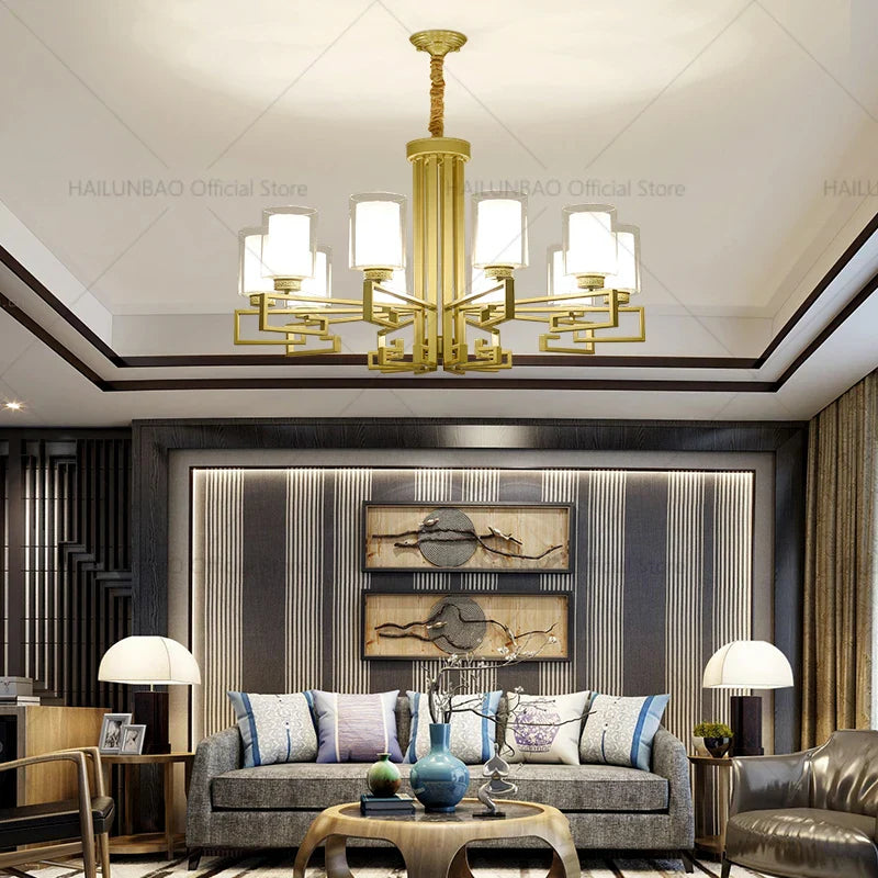Axyaa Retro Chinese Chandelier for Living Room Dining Room Bedroom Villa Duplex