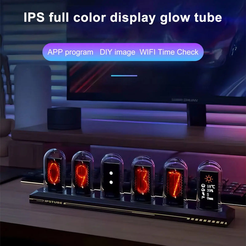 Axyaa RGB Glow Tube Clock DIY LED Nightlight Table Lamp Digital Watch Home Decor