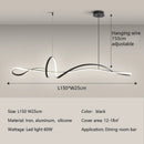 Axyaa Nordic Minimalist Curve LED Dining Room Pendant Lights Chandeliers, Creative Restaurant Bar Decor Fixtures