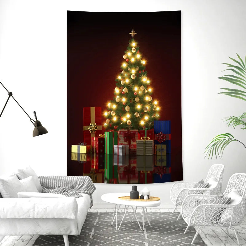 Axyaa Christmas Tree Tapestry Wall Hanging Holiday Decoration
