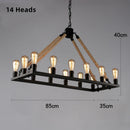 Axyaa Hemp Rope Chandelier: American Country Style Antique Black Wrought Iron Lighting