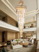 Axyaa Gold Stainless Steel Crystal Chandelier for Large Home Decor