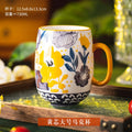 Axyaa Painted Camellia Flower Ceramic Coffee Mug Large Capacity Exquisite Breakfast Tea Cup