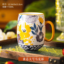 Axyaa Painted Camellia Flower Ceramic Coffee Mug Large Capacity Exquisite Breakfast Tea Cup