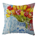 Axyaa Vintage Flowers & Birds Oil Painting Pillow Cover