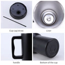Axyaa Stainless Steel Vacuum Tumbler Mug Handle Straw Lid Cold Hot Drink Travel Car