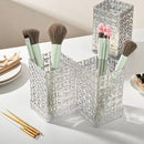 Axyaa Clear Plastic Square Makeup Brush Holder with Bow Decoration
