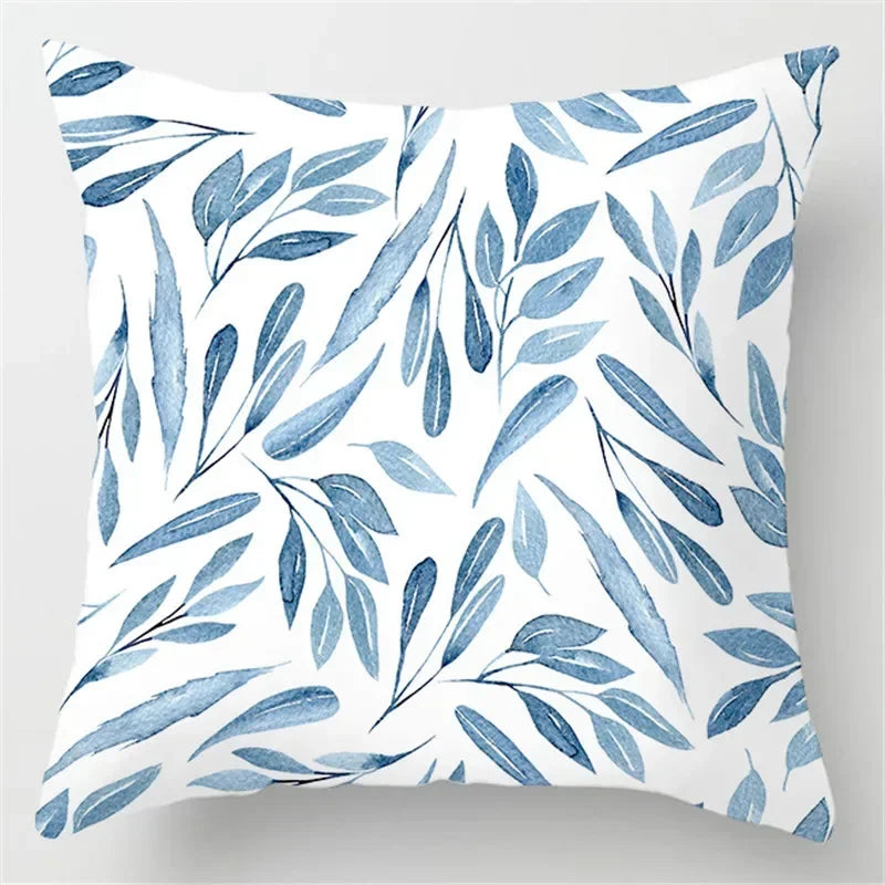Axyaa Blue Geometric Marble Pillow Cover - Decorative Throw Cushion Case