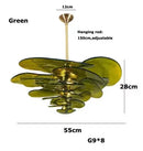 Axyaa Glass Flower Petal Chandelier - Bronze Metal Dining Table Hanging Lamp
