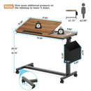 Axyaa Mobile C End Table with Adjustable Height, Wheels & Side Pocket