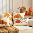 Axyaa Fall Pumpkin Maple Leaf Polyester Cushion Cover Halloween Pillowcase
