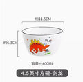 Axyaa Dinosaur Ceramic Rice Bowl 5" Cute Cartoon Soup Bowl for Children's Tableware