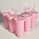 Axyaa Kawaii Coffee Cup Tumbler with Straw Lid - Portable Reusable BPA-Free Bottle