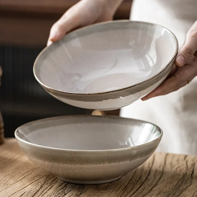 Axya Retro Ceramic Salad and Noodle Bowl for Mixing and Serving, Large Soup Bowl