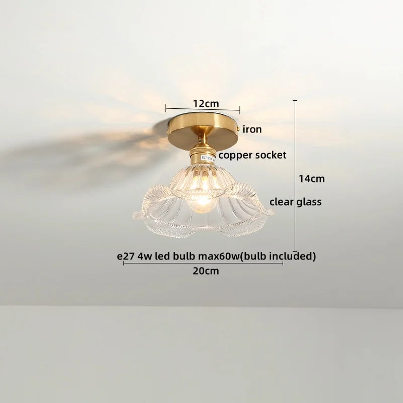 Axyaa Copper Glass LED Ceiling Light for Home Decor - Nordic Style Fixtures