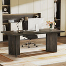 Axyaa Executive Desk: 63" Vintage Farmhouse Wood Office Computer Writing Table