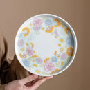 Axyaa Chinese Ceramic Antique Glaze Flower Tea Tray