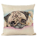 Cute Bulldog Hand-Painted Linen Pillowcase by Axyaa Teddy Collection