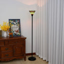 Axyaa Stained Glass Torchiere Floor Lamp Antique Industrial Style Standing Light